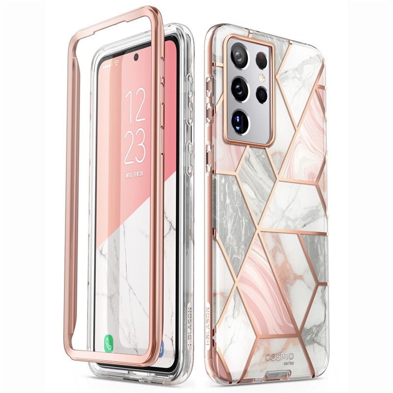 For Samsung Galaxy S21 Ultra Case 6.8&quot; (2021) I-BLASON Cosmo Full-Body Glitter Marble Cover WITHOUT Built-in Screen Protector