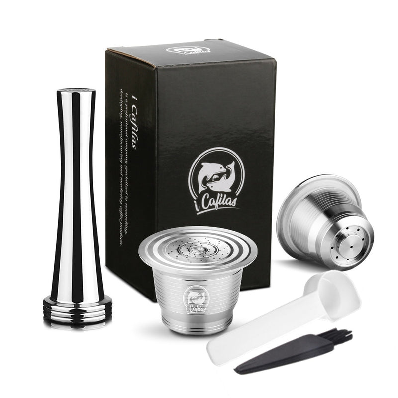 iCafilas Coffee Capsule For Nespresso Refillable Pod Stainless Steel Espresso Coffee Filters And Tamper Wholesale