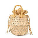 Artmomo Woven Crystal Embellished Tote Bag Rainbow Bucket Bag Women&
