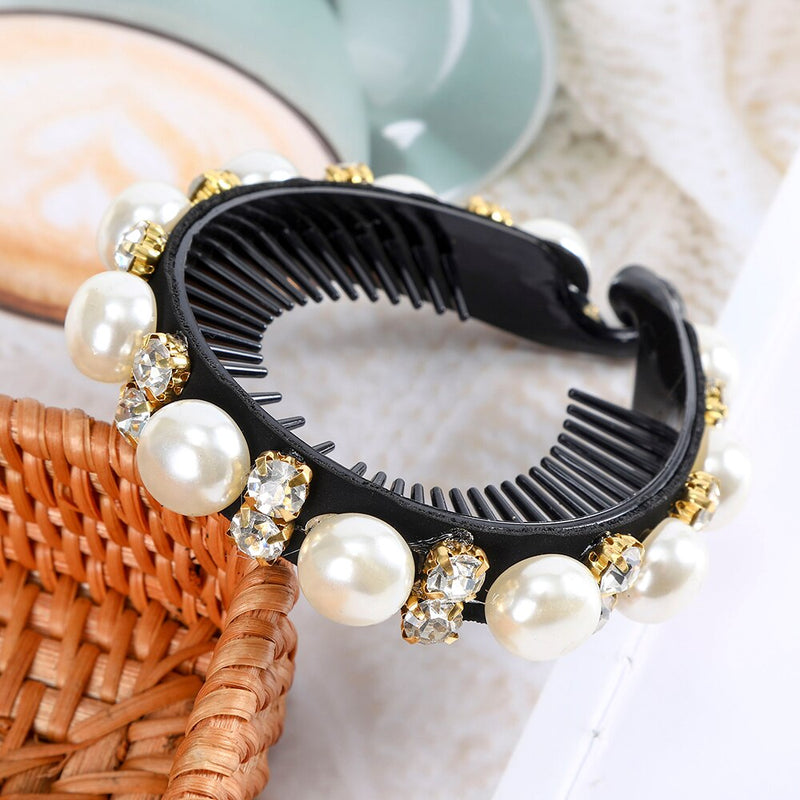 Fashion Women Bun Crystal Hair Claw Horsetail Buckle Hair Clip Bird Nest Expanding Hair Accessories Female Ponytail Headwear