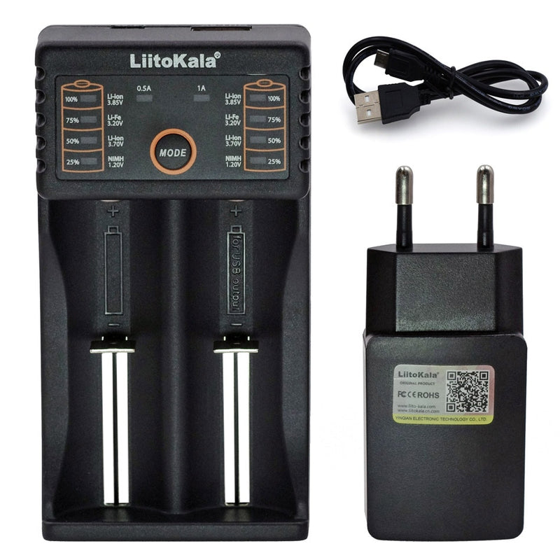 Liitokala Lii402 Lii202 Lii100 LiiS1 18650 cargador 1,2 V 3,7 V 3,2 V AA/AAA 26650 NiMH batería de iones de litio cargador inteligente 5V 2A enchufe de la UE