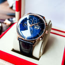 Reloj de marca de lujo para hombre 2021 Reef Tiger/RT, relojes automáticos con función resistente al agua, correa de cuero azul, reloj Masculino RGA1699