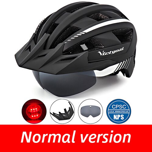 Victgoal casco de bicicleta LED montaña carretera USB recargable luz casco de ciclismo para hombre visera gafas hombres MTB bicicleta casco