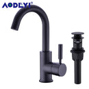Solid Brass Black Bathroom Basin Faucet Cold And Hot Water Mixer Sink Tap Single Handle Brushed Gold Taps with Pop Up Drain