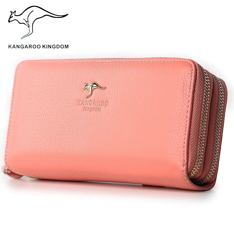 KANGAROO KINGDOM brand fashion women wallets genuine leather long zipper female clutch purse wallet