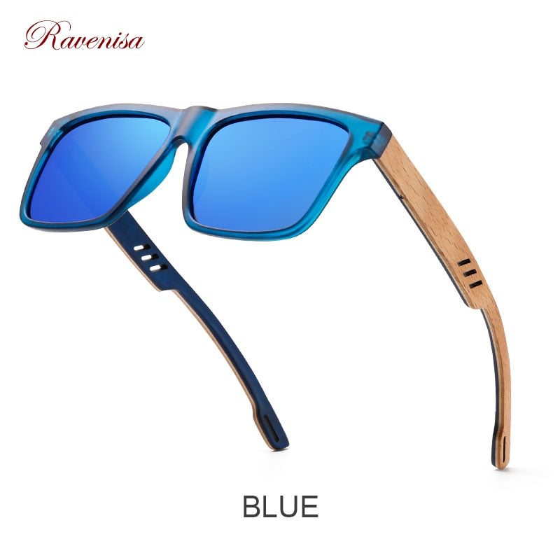 Ravenisa Zebra Wood Square Sunglasses Polarized Sun glasses Men Brand Designer Wooden Glasses  Frames Oculos De Sol Feminino