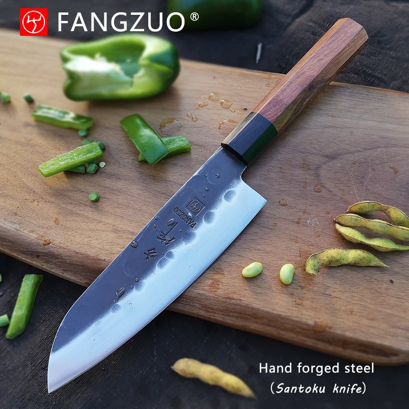 FANGZUO  japanese kitchen knives Forged high carbon stainless steelchef knife Sharp Santoku Cleaver Slicing Utility Knives tool