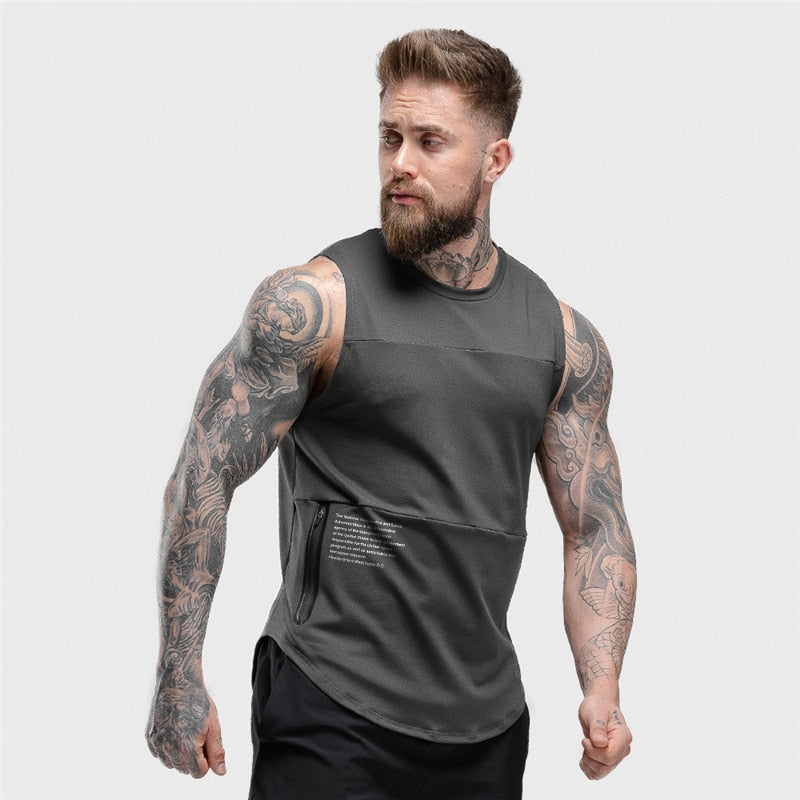 Chaleco sin mangas con cremallera para hombre, ropa interior transpirable de secado rápido para hombre, ropa interior para culturismo, camisetas sin mangas para Fitness