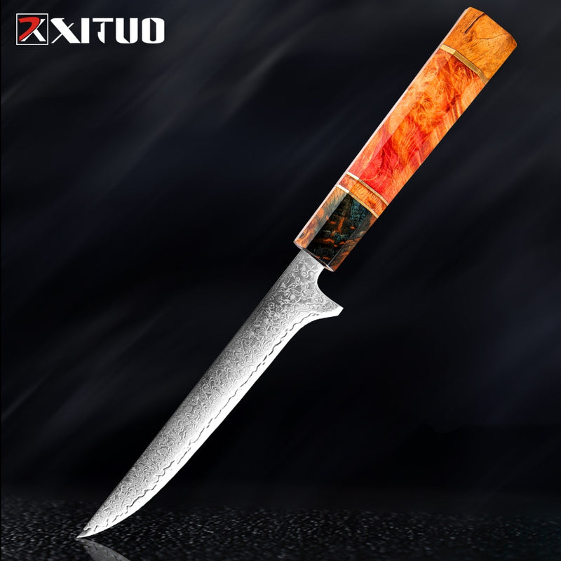 XITUO Chef's Nakiri cuchillo 67 capas japonés Damasco acero Damasco Chef cuchillo 8 pulgadas Damasco cuchillo de cocina madera solidificada HD