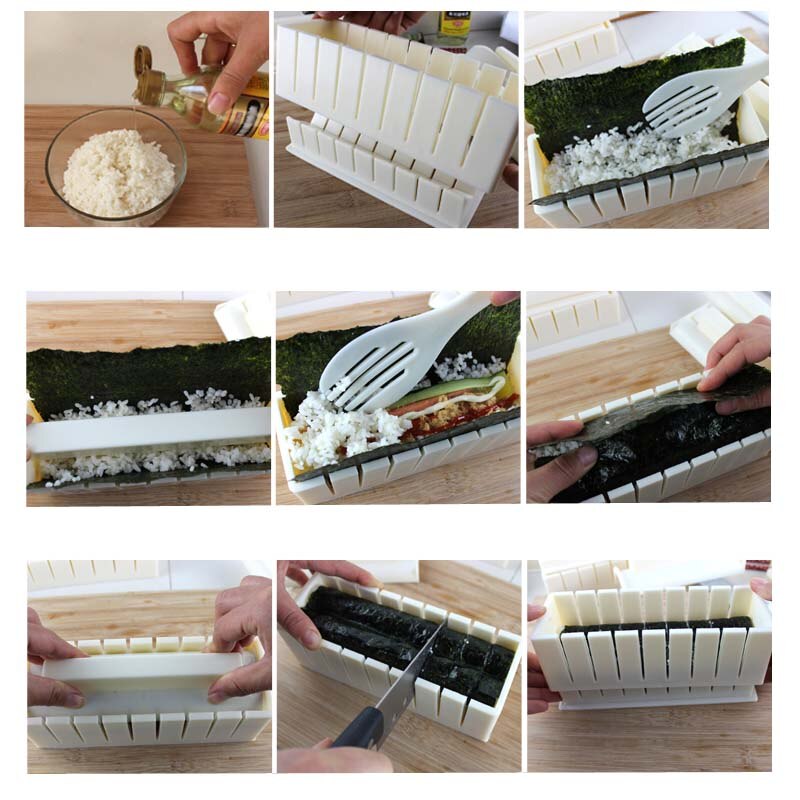 11 Uds. Herramientas de cocina DIY, Kit de Sushi, cocina casera, fabricante de rollos de Sushi saludable, kit de herramientas de sushi