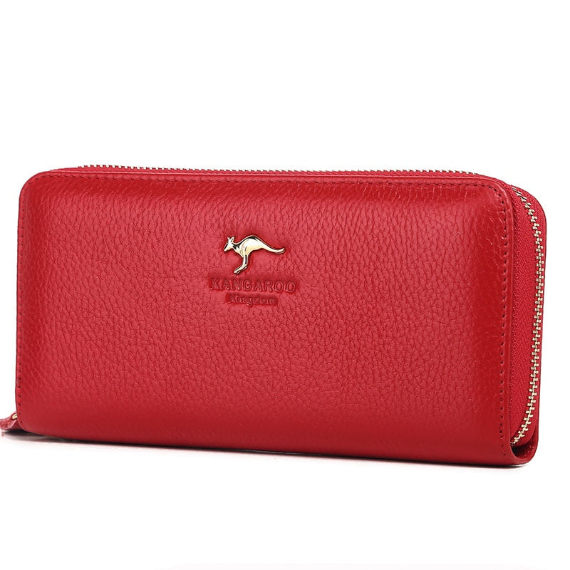 KANGAROO KINGDOM brand fashion women wallets genuine leather long zipper female clutch purse wallet