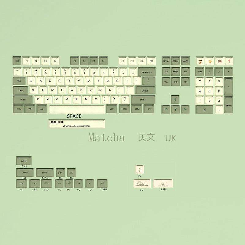 XDA V2 Matcha Green Tea Dye Sub Keycap Set dickes PBT für Tastatur gh60 Poker 87 tkl 104 ansi xd64 bm60 xd68 xd84 xd96 Japanisch