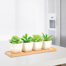 1pc Wooden Bamboo Tray Plant Flower Pot Saucer Rectangle Shape Succulent Cactus Holder Pot Tray Simple elegant Design Home Decor