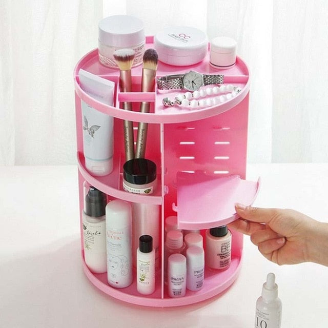 Nuevo organizador de maquillaje giratorio de 360 ​​grados, soporte para brochas, estuche organizador de joyas, caja de almacenamiento de cosméticos para maquillaje, estante