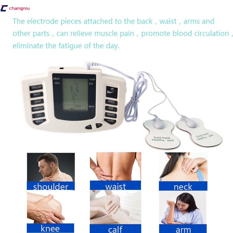 Estimulador eléctrico JR309A masajeador de terapia muscular de relajación de cuerpo completo, acupuntura de pulso tens con zapatilla de terapia + 16 almohadillas + tejido