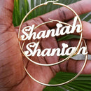 1 Paar Ohrringe mit benutzerdefinierten Namen, personalisierbar, großes Typenschild, handgefertigt, Creolen, Edelstahl, rund, Geometrie, Schmuck, Mädchen, Geschenke