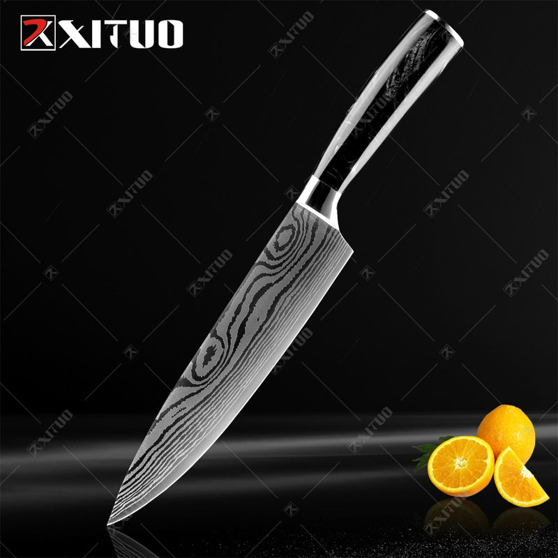 XITUO 8&quot; inch japanese kitchen knives Damascus surface Chef Knife wood handle Japan steel Santoku Cleaver Utility Knives tool