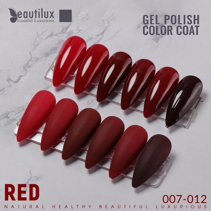 Beautilux Kit de esmalte de gel de color rojo Soak Off UV LED Vino Borgoña Rojo cereza Color Juego de esmalte de uñas Gel Laca de uñas 10ml