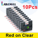 Labelwell 10pcs laminated Compatible for label tape 231 131 6/9/12mm Black on white tape 431 531 631 131 221 211 Printer Ribbon