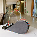 Bolsos de mano de noche con corazón rojo de diamante para mujer, bolso negro elegante con mango de acrílico y diamantes de imitación para fiesta de boda, bolso principal