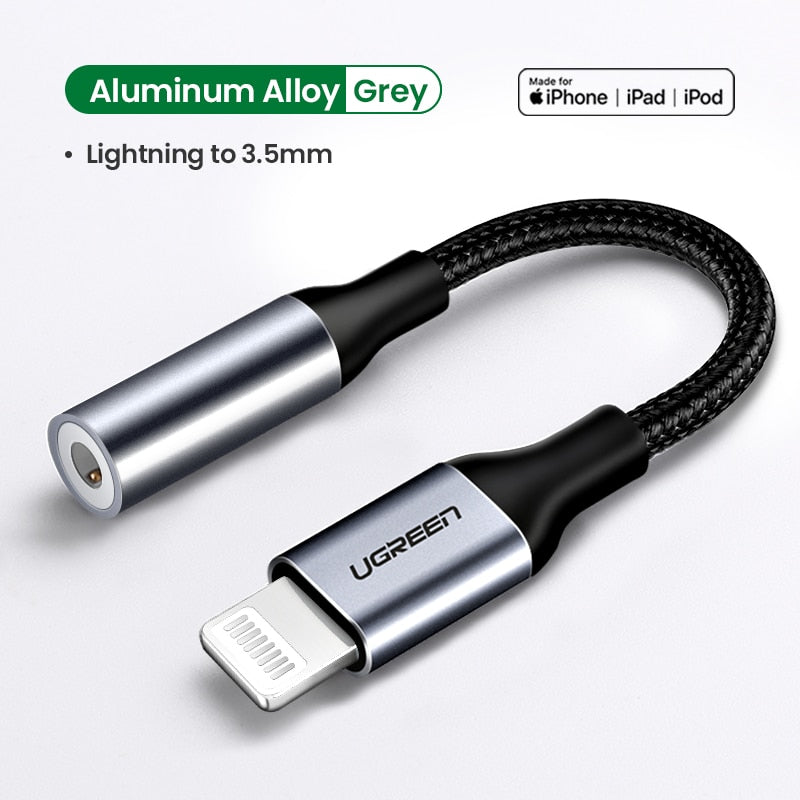 Adaptador UGREEN para iPhones MFi DAC Lightning a adaptador de auriculares de 3,5mm para iPhone 12 11 Pro max xr Cable auxiliar accesorios de teléfono