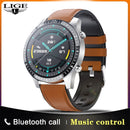LIGE 2021 Neue Smart Watch Männer Voller Touchscreen Sport Fitness Uhr Wasserdicht Bluetooth Anruf Für Android iOS Smartwatch Herren
