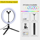 RGB Led Ring Light With Stand colorful Lighting 29 Colorlight,3 Normal Modes Dimmable Selfie 10inch Ring Light For Youtube Video