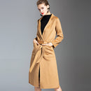 European and American water wave cashmere coat women&#39;s 2019 new medium and long winter wool coat double-sided women&#39;s cloth coat