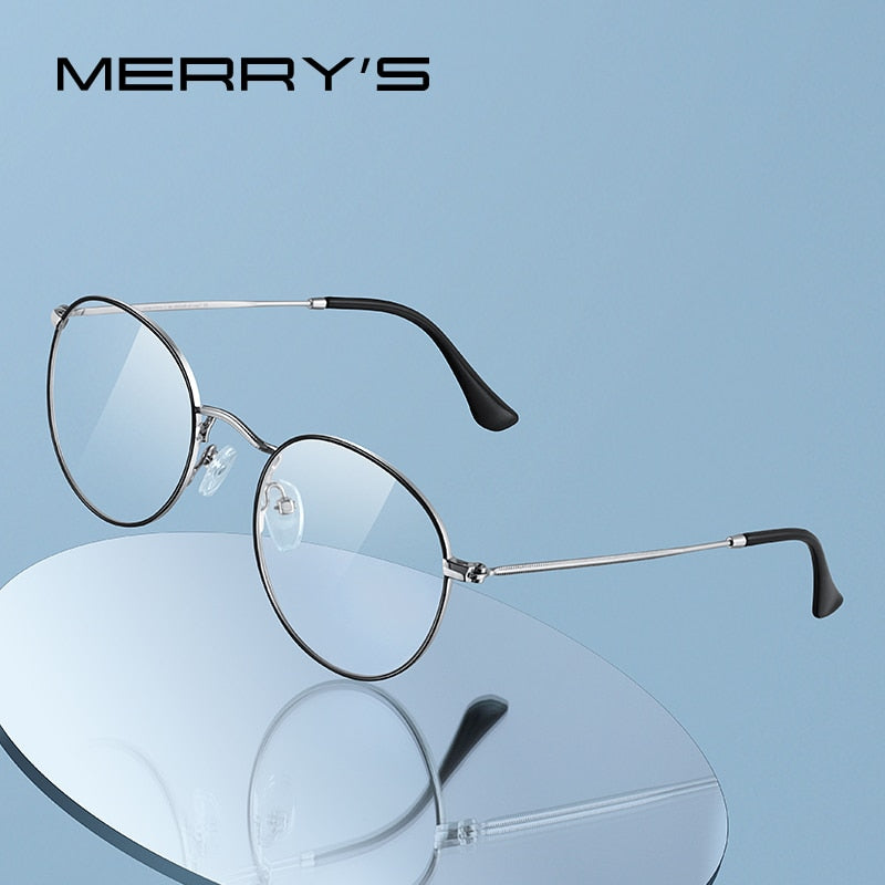 Montura de gafas redondas clásicas con diseño de MERRYS para hombres y mujeres, monturas de gafas graduadas para miopía a la moda, gafas ópticas S2547