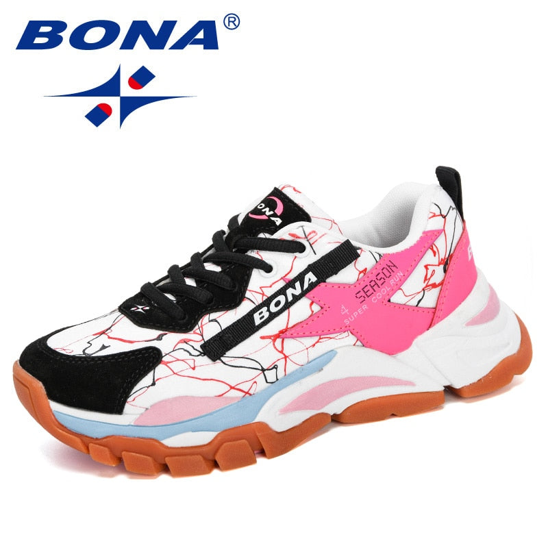 BONA 2020 Neue Designer Mesh Atmungsaktive Laufschuhe Frauen Outdoor Wanderschuhe Frau Mode Turnschuhe Damen Jogging Schuhe