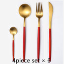 24Pcs/set Steak Knife Fork Coffee Spoon Teaspoon Gold Cutlery Kitchen Tableware Upscale Stainless Steel Western Tableware Set