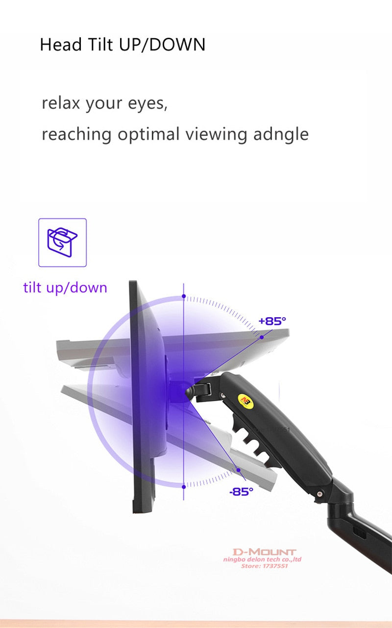 2019 NEW NB F80 Desktop17-27" LCD LED Monitor Holder Arm Gas Spring Full Motion Gas Strut Flexi TV Mount Loading 2-9kgs