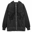 Hip Hop Streetwear Women Hoodies Goth Angel Dark Print Zipper Jacket Coat Harajuku Y2K Hooded Top Clothes Men Women Punk Outwear