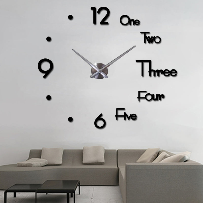 3D DIY Large Wall Clock Modern Design Silent Wall Sticker Clock Acrylic Mirror Self adhesive Wall Clocks Living Room Home Decor