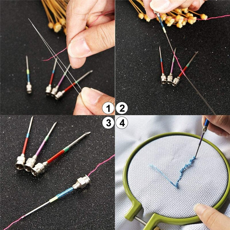 MIUSIE 156 Pcs Embroidery Thread DIY Craft Needlework Cross Stitch Embroidery Hoop Knitting Sewing Punch Needle Kit For Beginner
