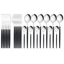 24Pcs/Set Stainless Steel Dinnerware Set Mix Gold Cutlery Set Dinner Knife Fork Coffee Spoon Tableware Kitchen Silverware Sets