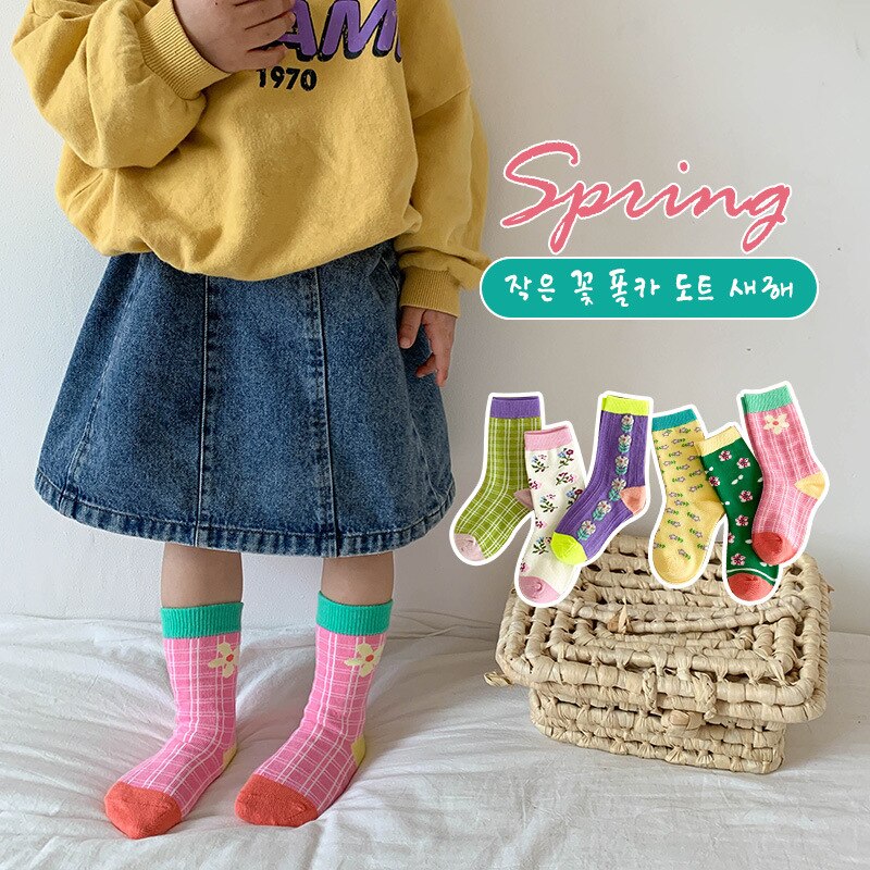 6 par/lote calcetines para niños primavera moda coreana flores bebé niñas calcetines princesa transpirable deportes calcetines de algodón