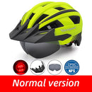 Victgoal Bicycle Helmet LED Moutain Road USB Rechargeable Light Cycling Helmet For Man Sun Visor Goggles Men MTB Bike Headgear
