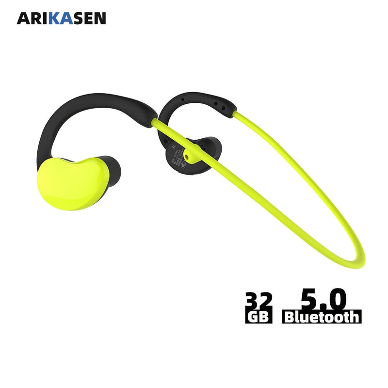 Arikasen Sport MP3-Player-Kopfhörer 32 GB Wasserdichter Bluetooth-Kopfhörer 10 Stunden kabelloses Headset mit Stereomikrofon