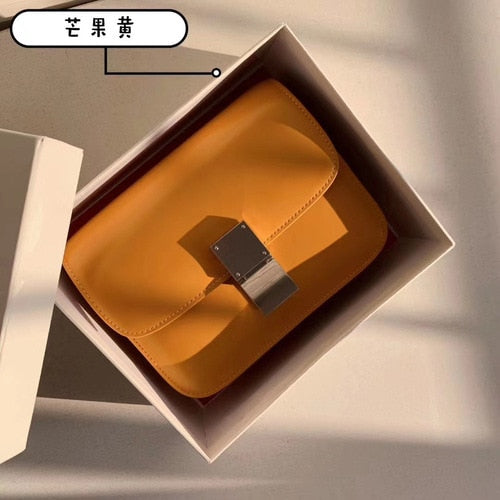 Klassische Umhängetasche Echtes Leder Box Tofu Umhängetasche für Frauen 2021 Verstellbare Luxus Design Umhängetasche mit Verschluss