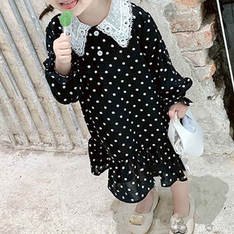 Humor Bär Kinder Kleidung Mädchen Kleid britischen Stil Kleinkind Herbst Langarm Revers Knöpfe Baby Kinder Party Mädchen Kleid