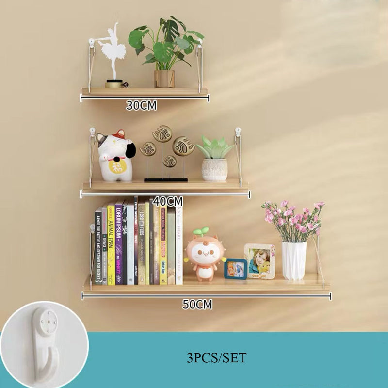 3PCS Wooden Wall Hanging Shelves Living Room Decor Display Stand Flower Pot Bookcase Holder Rack Bathroom Kitchen Storage Shelf