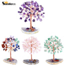 Sunligoo Super Mini Kristall-Geldbaum, Kupferdraht, mit Achat-Scheiben-Sockel, Heilstein, Yoga, Feng Shui Baum, Heimdekoration