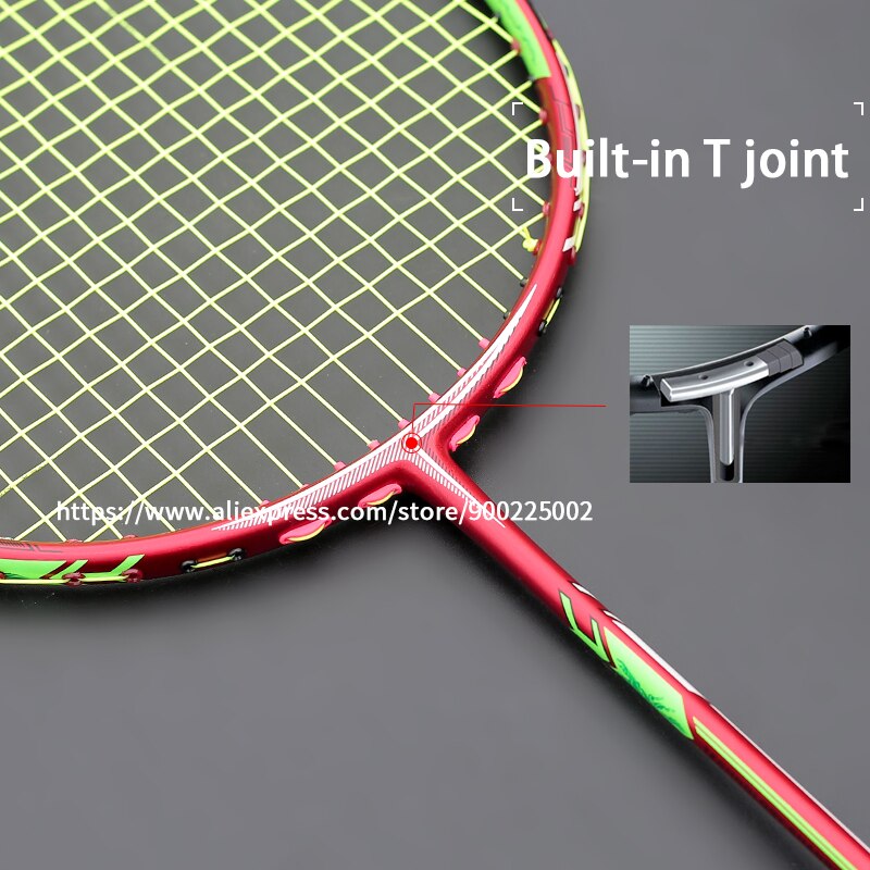 Vollcarbon Leichtester 10U 52g Badmintonschläger Bespannt Max Tension 30LBS Professionelle Schläger mit Taschen Saiten Schläger