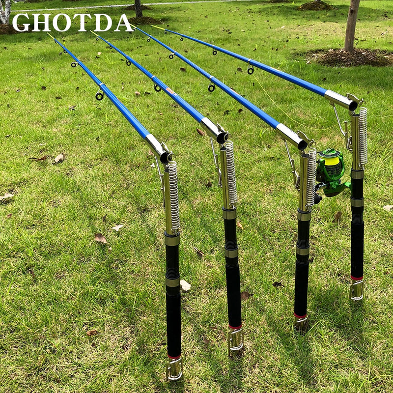 GHOTDA New Foldable Automatic Double Spring Angle Fishing Pole Tackle Bracket Anti-Rust Steel Fishing Bracket Rod Holder Fish Ta