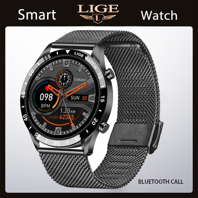 Reloj inteligente LIGE 2022 para hombre, reloj deportivo completamente táctil para Fitness, presión arterial, resistente al agua, llamada Bluetooth para Android Ios, reloj inteligente para hombres