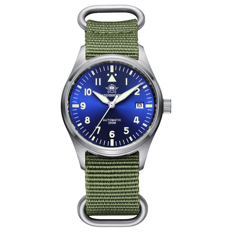 Diver Mechanical Dive Watch For Men Leather Sapphire Crystal Business Men&