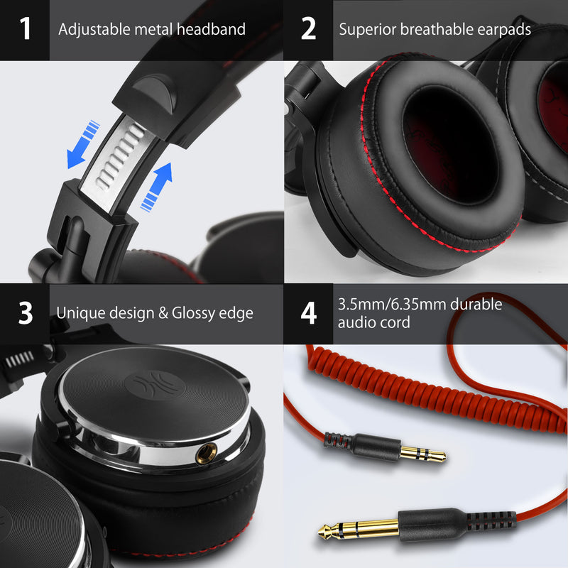 Oneodio Pro10/30/50 Auriculares con cable Estudio profesional DJ Auriculares con micrófono Sobre la oreja Monitor Grabación Auriculares estéreo