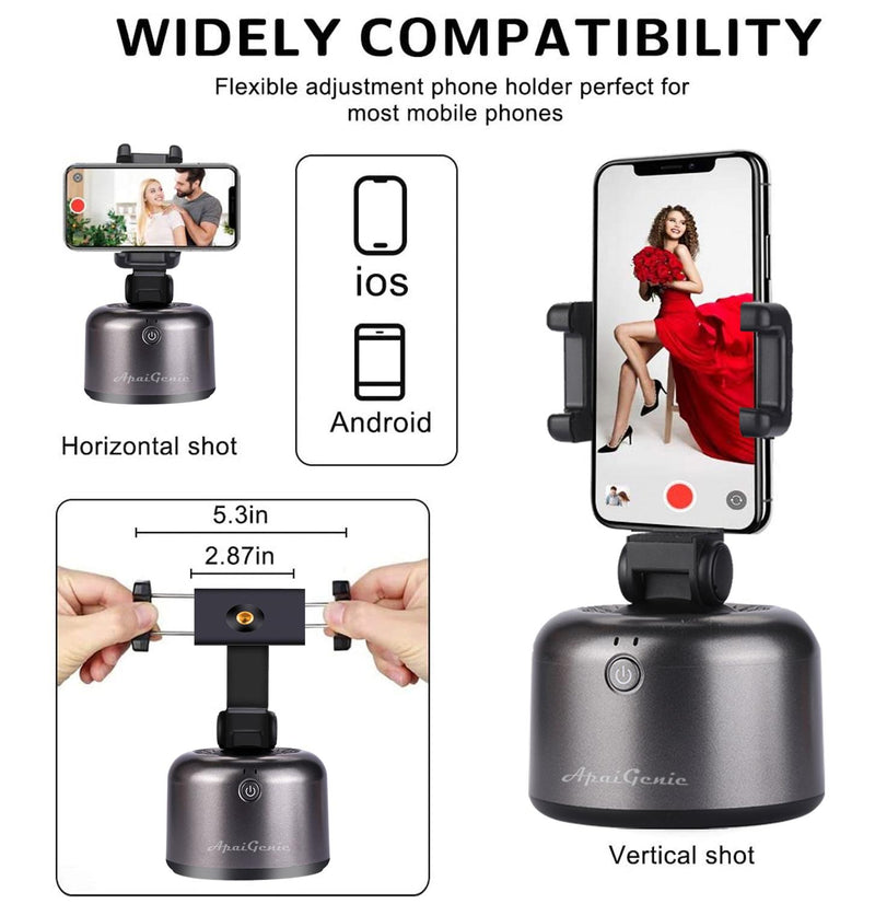 APAI GENIE II Rotación de 360 ​​° Smart Selfie Stick Auto Face Object Tracking Camera Tripod Holder Smart Shooting Phone Mount