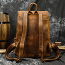 Vintage Crazy Horse Leather Men Backpack Unisex Cow Leather 14" Laptop Rucksack Women Thick Real Leather School Bag Casual Bag
